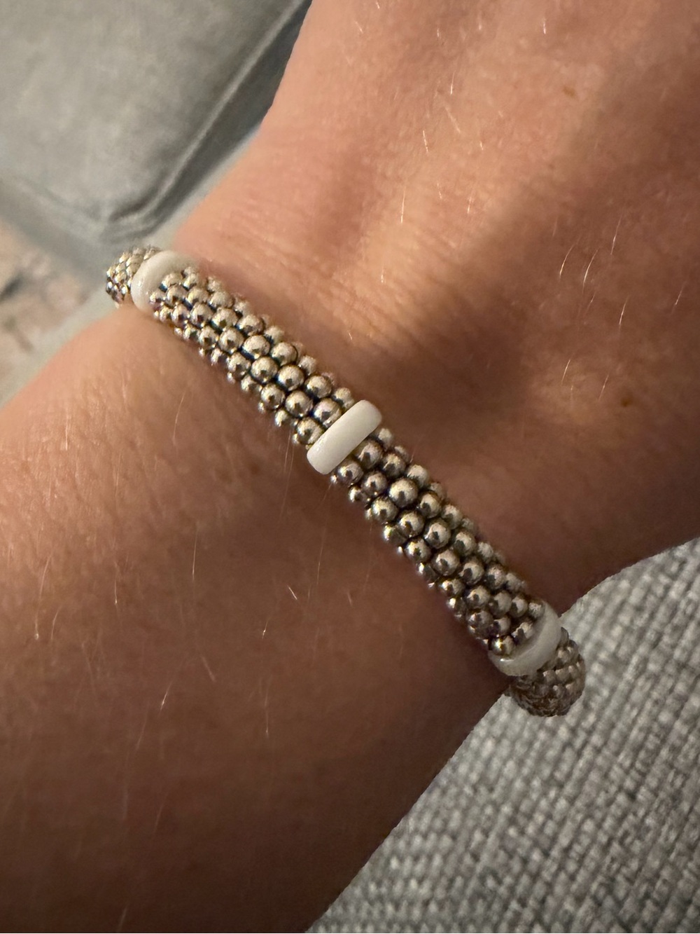 Lagos White Ceramic Station Caviar Bracelet | 6mm